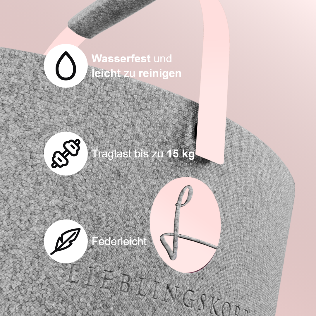 Lieblingskorb in Pastelrosa Grey, sanfte Farbe für moderne Aufbewahrungslösungen