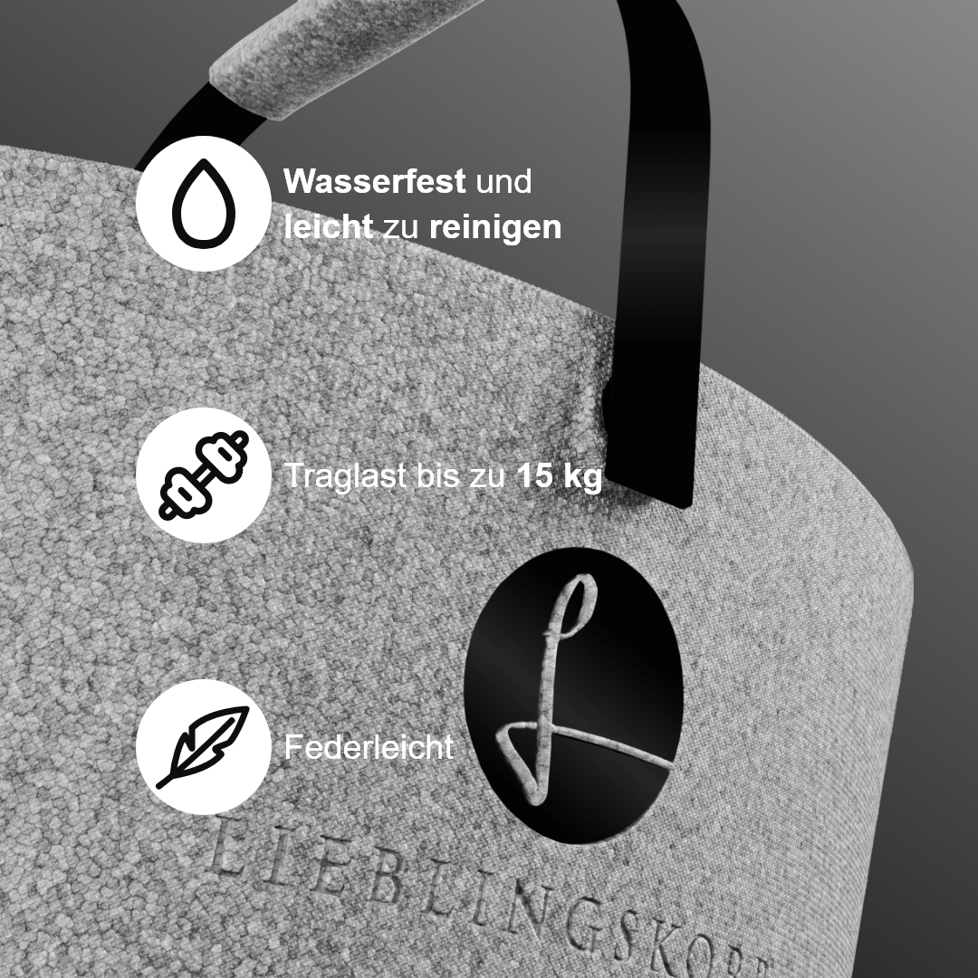 Lieblingskorb in Tiefschwarz Grey, minimalistisches Design mit nachhaltigem Anspruch