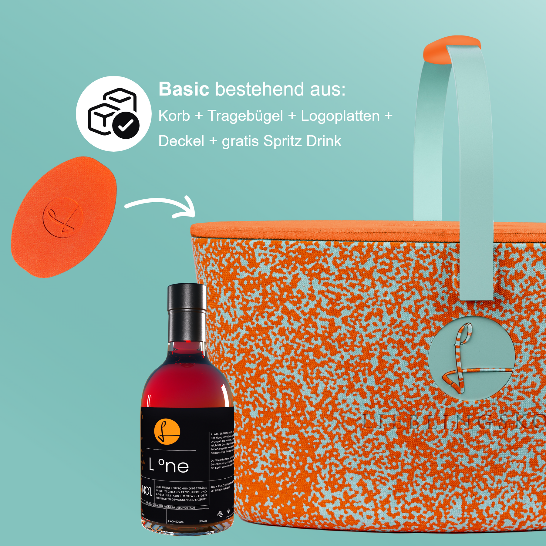 LIEBLINGSKORB Orange Spritz malve inklusive Deckel
