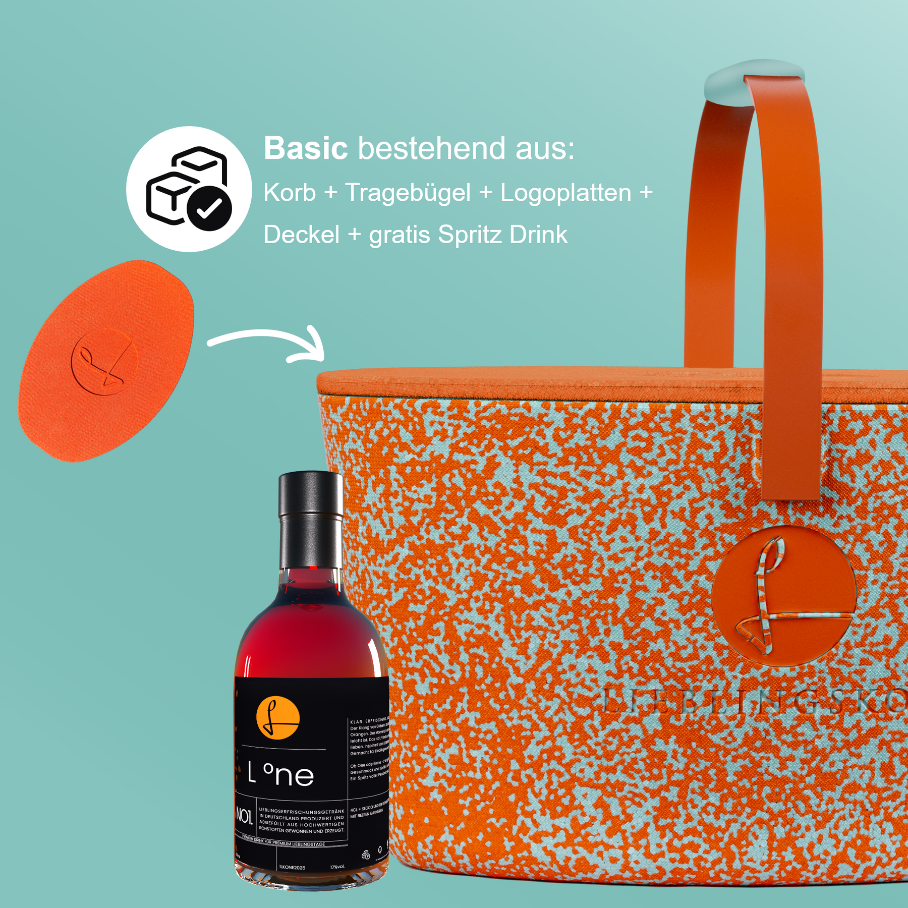 LIEBLINGSKORB Orange Spritz lachsorange inklusive Deckel