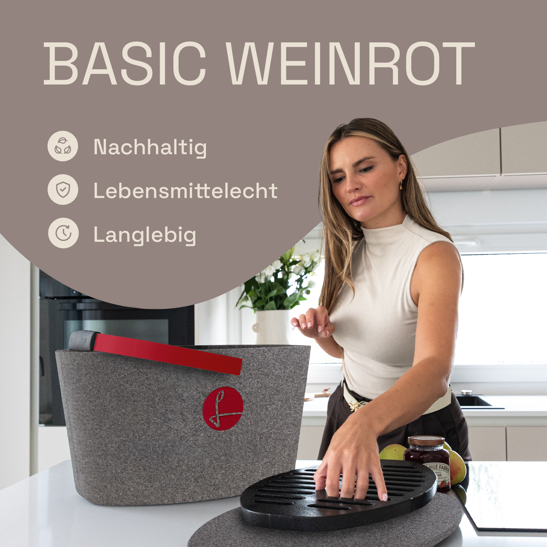 LIEBLINGSKORB Basic silver grey weinrot