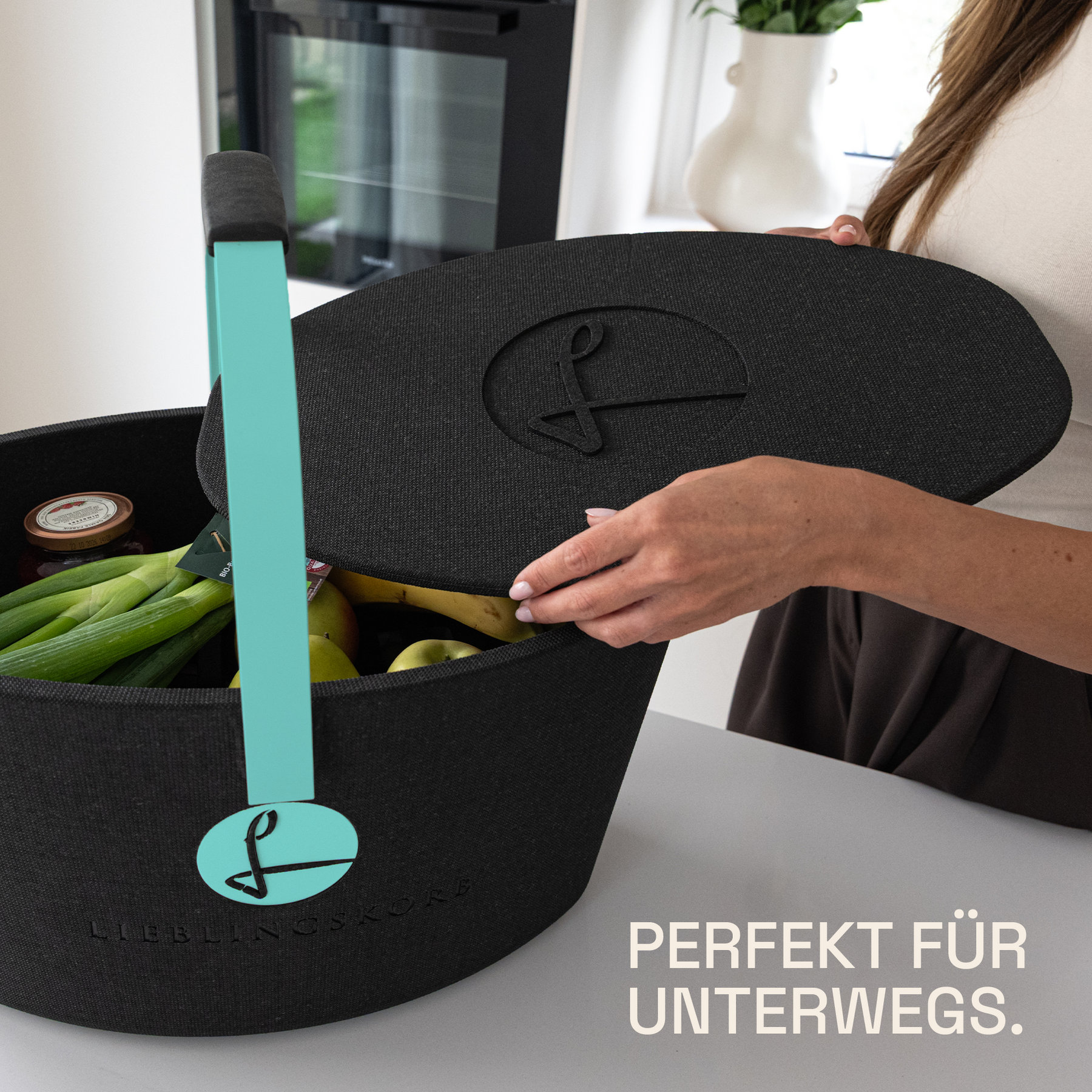 LIEBLINGSKORB Basic deep black türkis