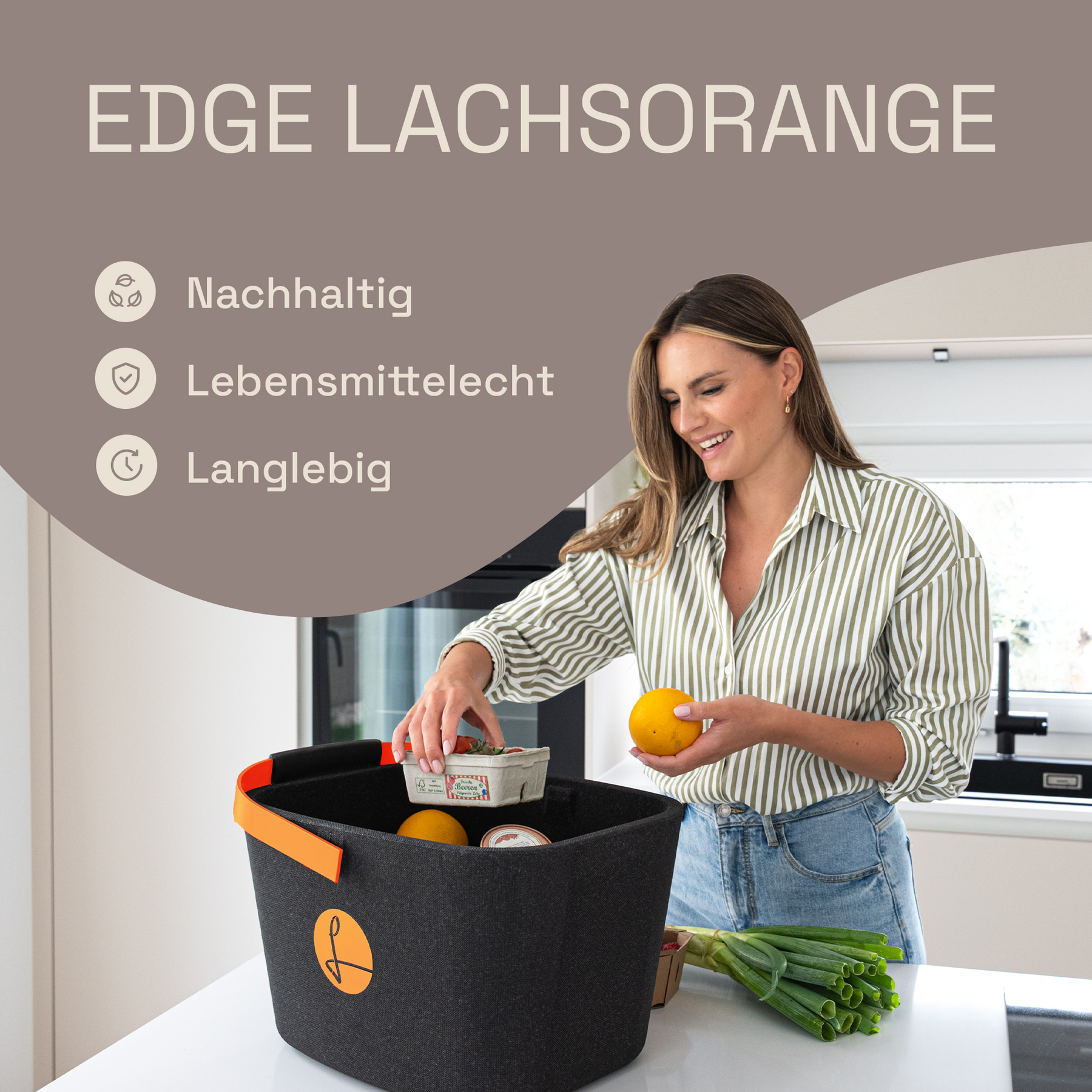 LIEBLINGSKORB Black Edge lachsorange