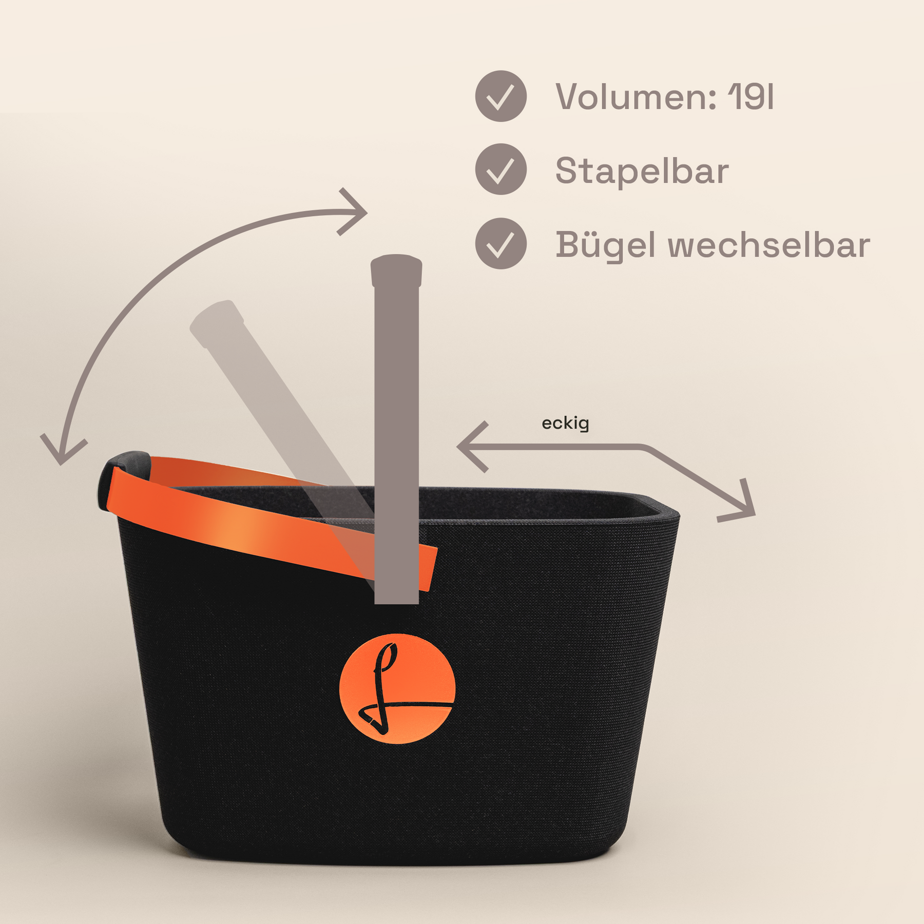 LIEBLINGSKORB Black Edge lachsorange