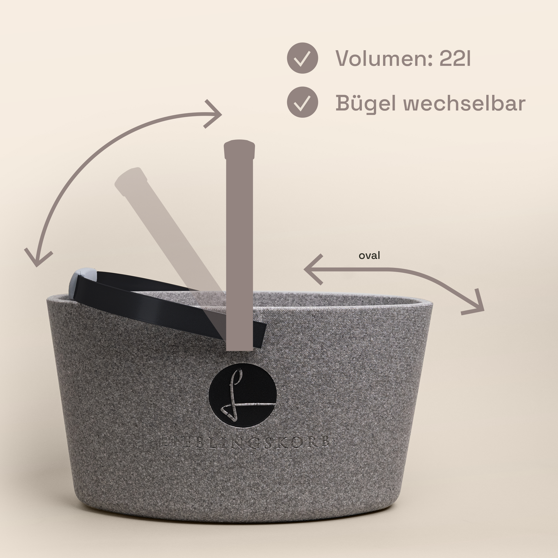LIEBLINGSKORB Basic silver grey tiefschwarz