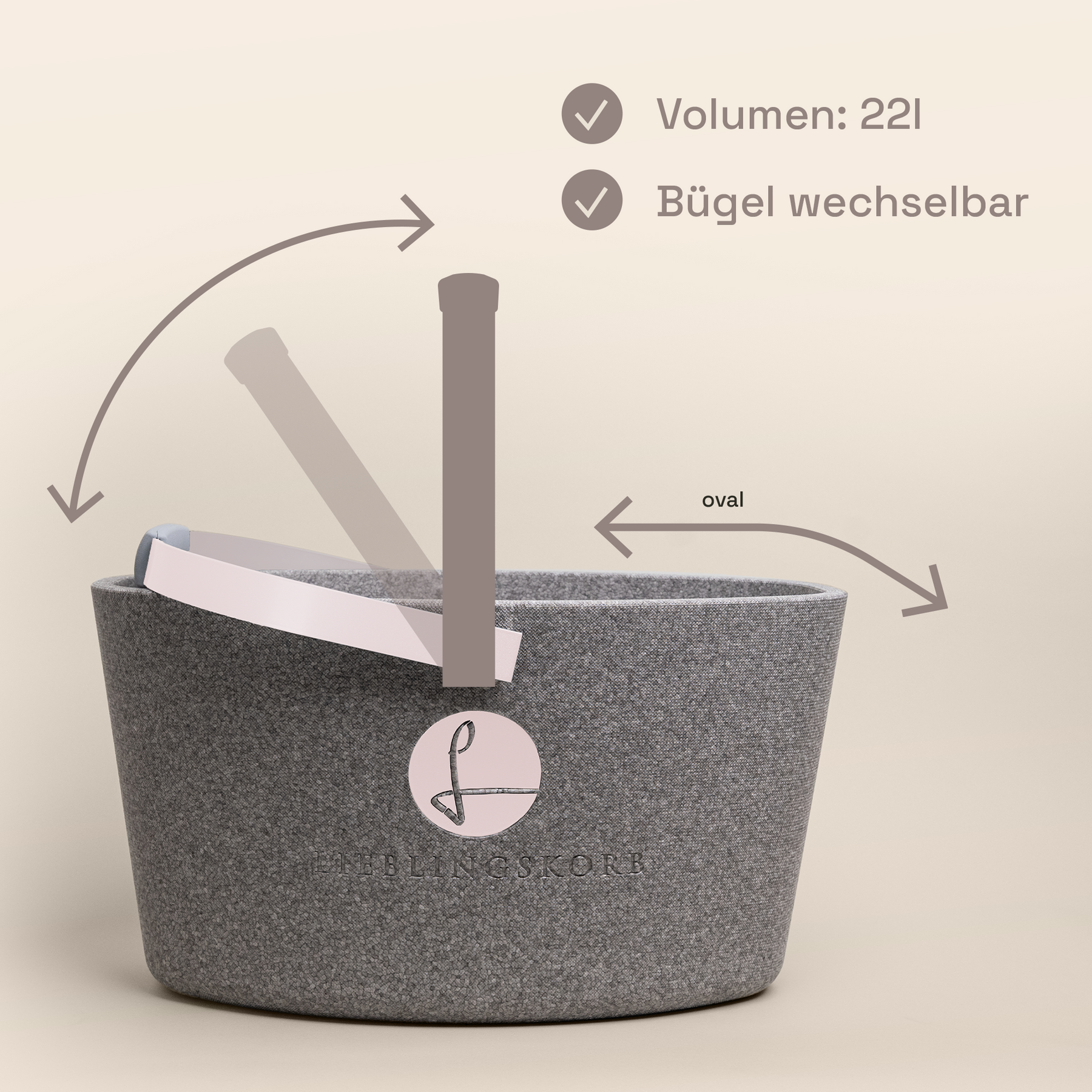 LIEBLINGSKORB Basic silver grey pastellrosa