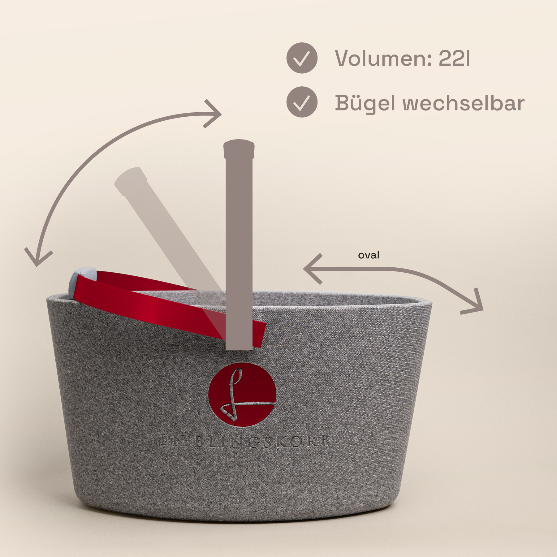 LIEBLINGSKORB Basic silver grey weinrot