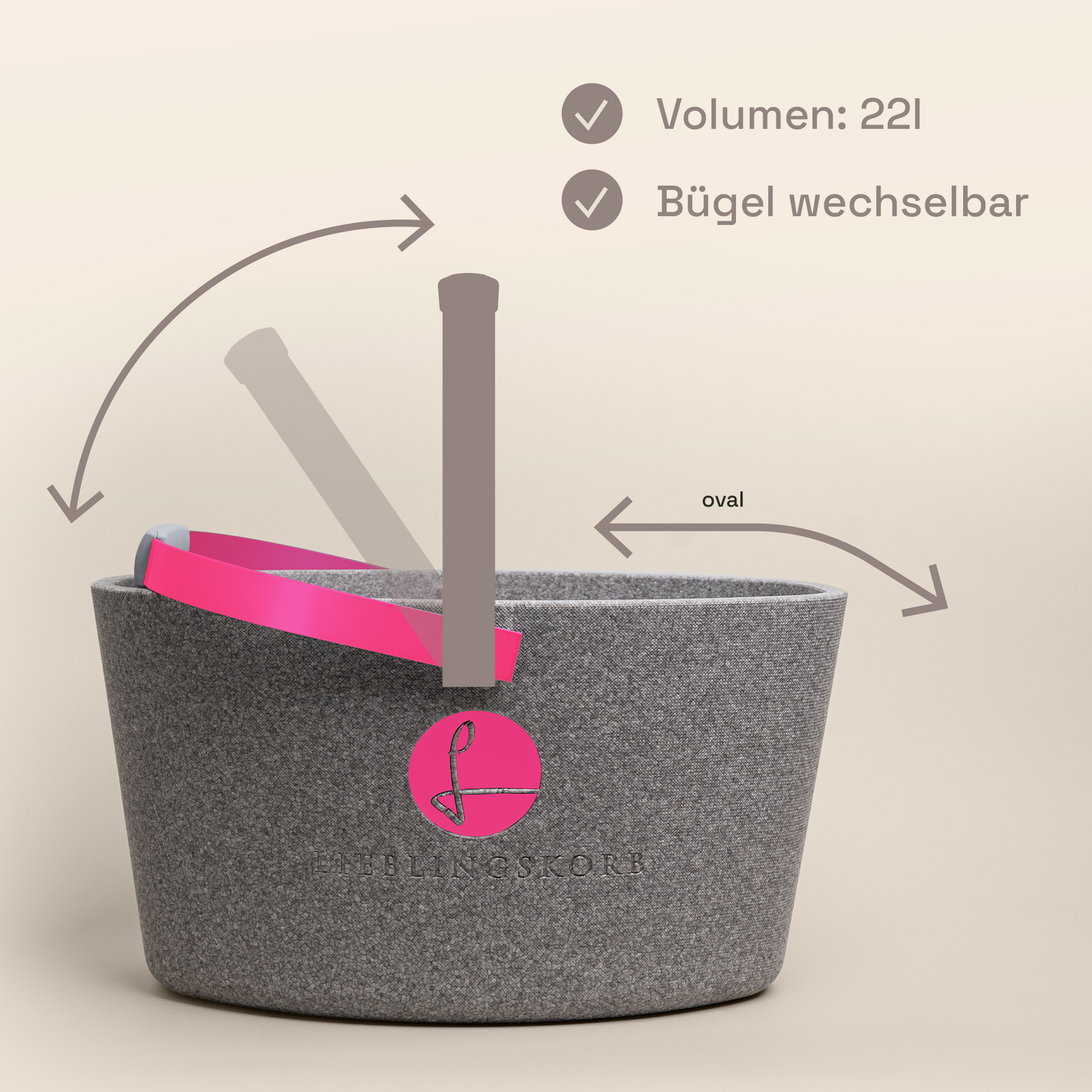 LIEBLINGSKORB Basic silver grey magenta