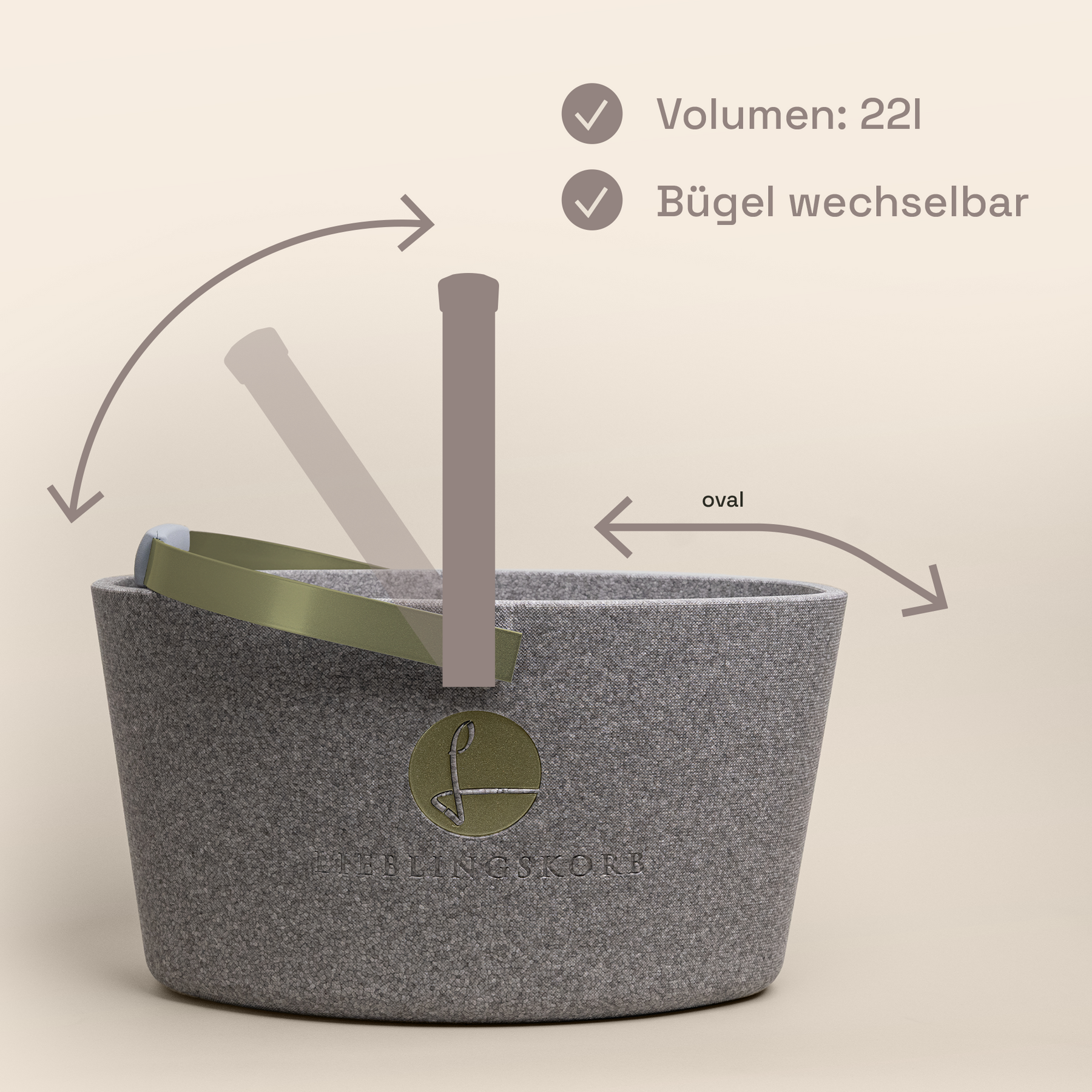 LIEBLINGSKORB Basic silver grey oliv