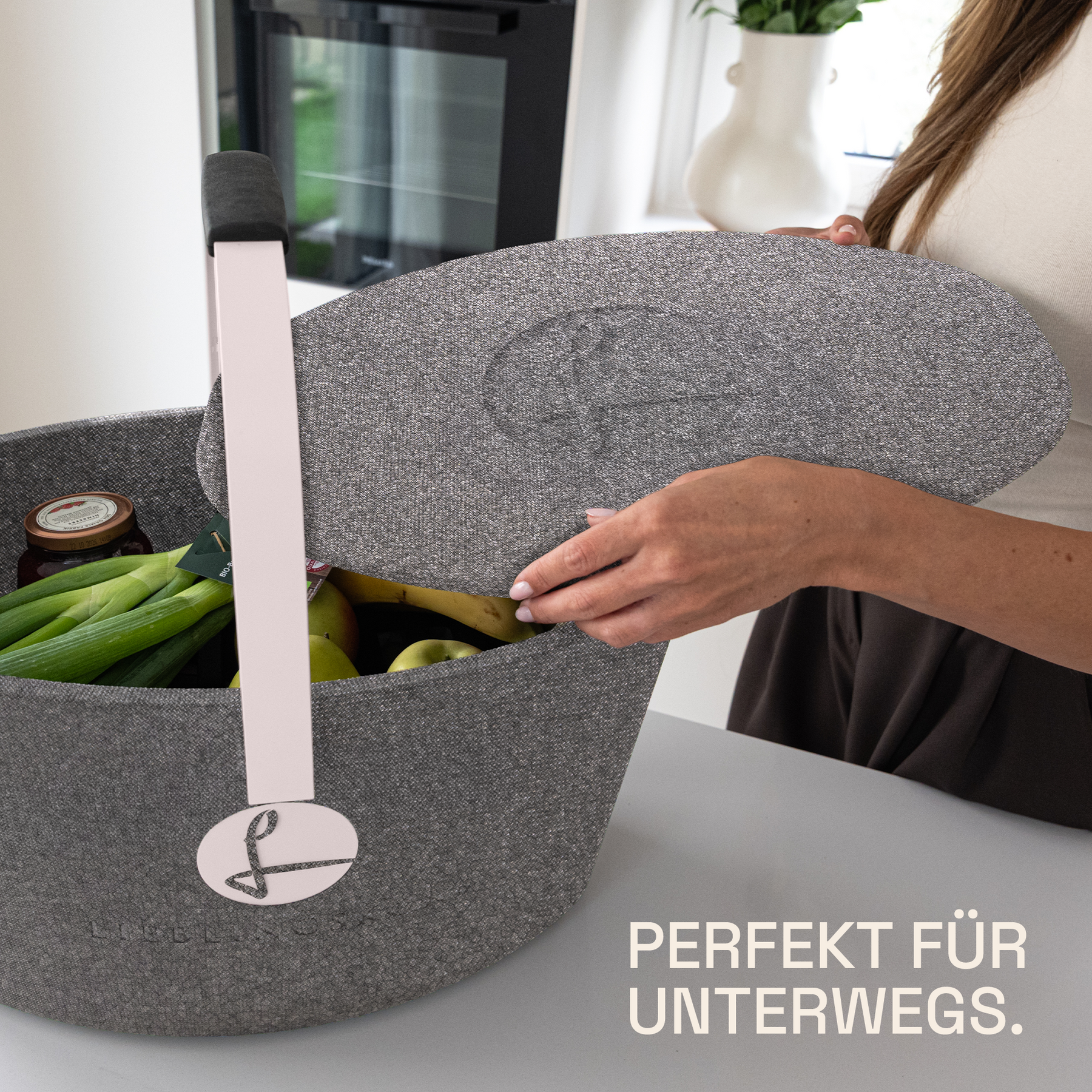 LIEBLINGSKORB Basic silver grey pastellrosa