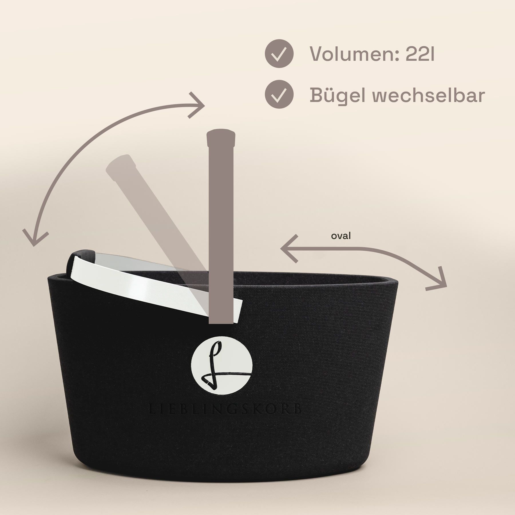 LIEBLINGSKORB Basic deep black reinweiß