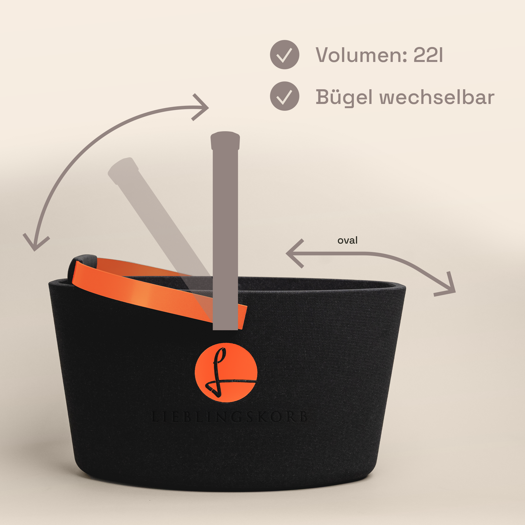 LIEBLINGSKORB Basic deep black lachsorange