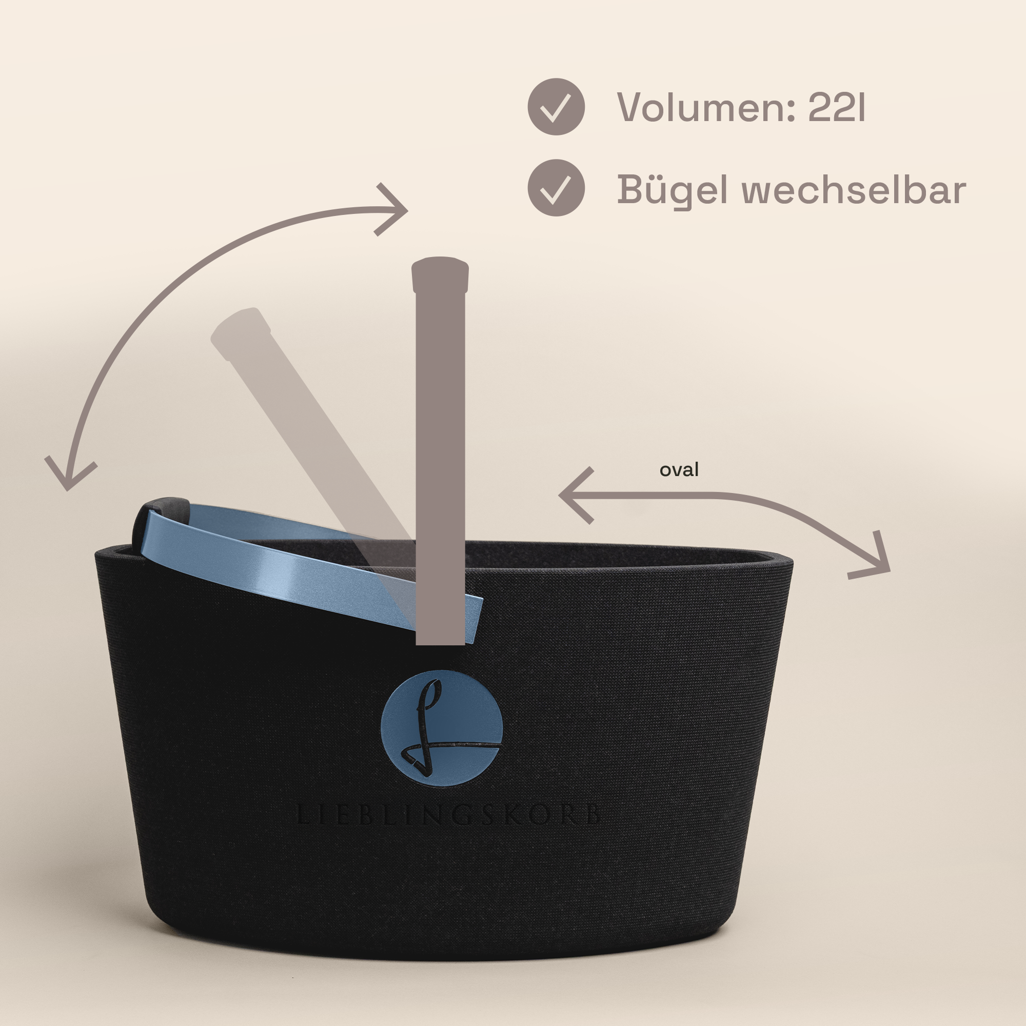 LIEBLINGSKORB® Basic deep black nordic blue